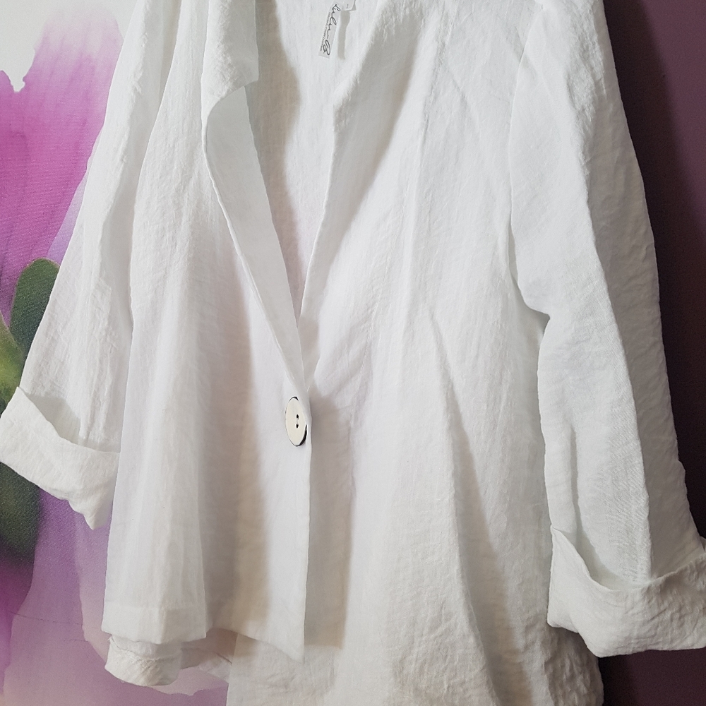 White summer gauzy casual jacket L